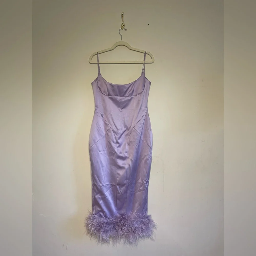 House of CB Lavender Feather Trim Dress - Picture 7 of 11